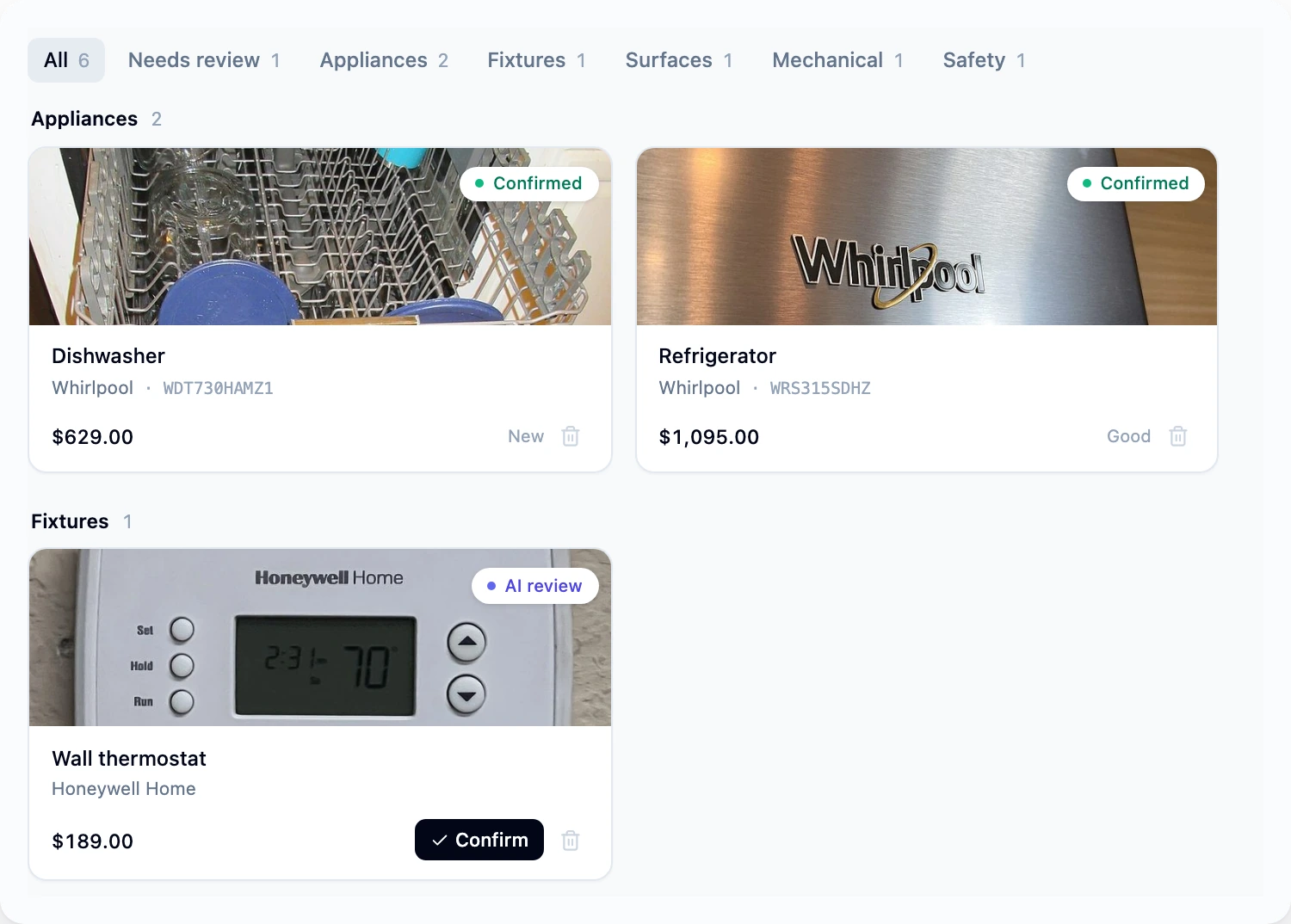 Appliance inventory in Lionshare